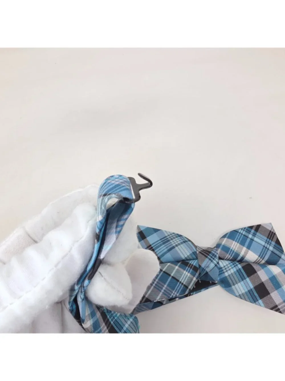 Nicole Miller Pre-Tied Bow Tie Teal Green Black Adjustable Neck Silk Plaid